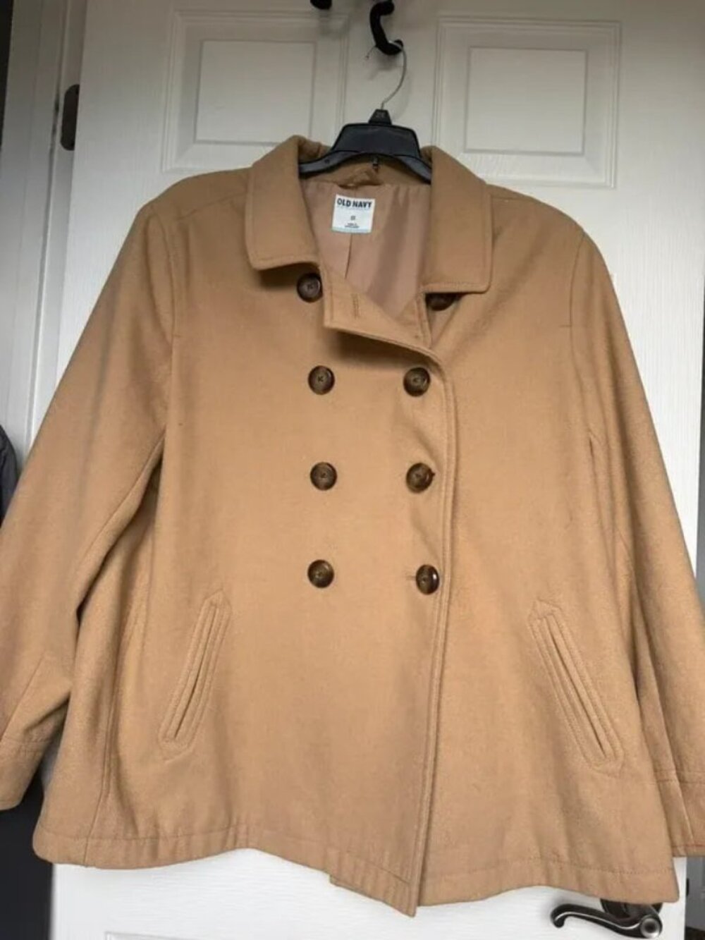 Women’s Camel Double-Breasted Pea Coat – 2XL / US 20–22
